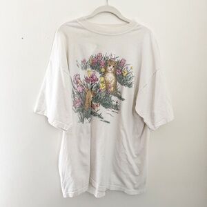 Vintage cat tee Cherokee Plus Size Cream Top